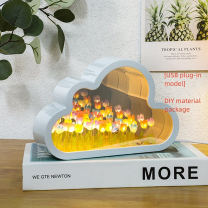DIY Tulip Mirror Night Lamp – Handmade LED Cloud Flower Light Kit