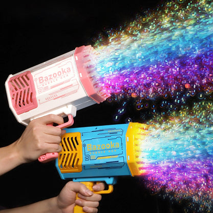 69-Hole Rocket Bubble Gun – Automatic Bubble Blower with LED Lights for Kids & Outdoor Fun