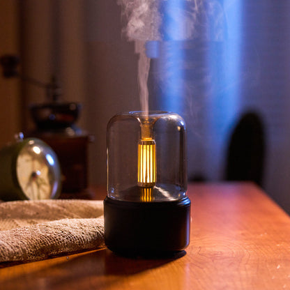 Atmosphere Light Humidifier Candlelight Aroma Diffuser – Portable 120ml USB Cool Mist Maker with LED Night Light