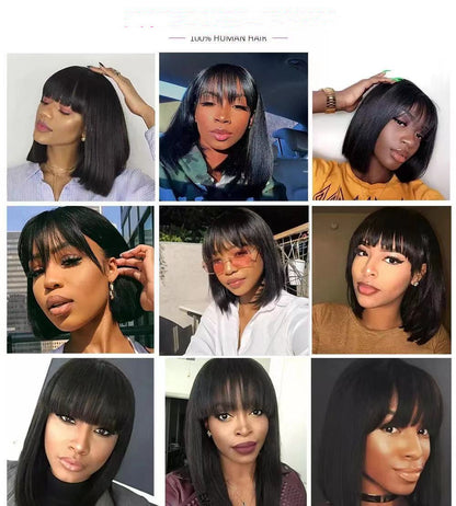 Natural Fluffy African Wig Set - Air Bangs & Voluminous Style