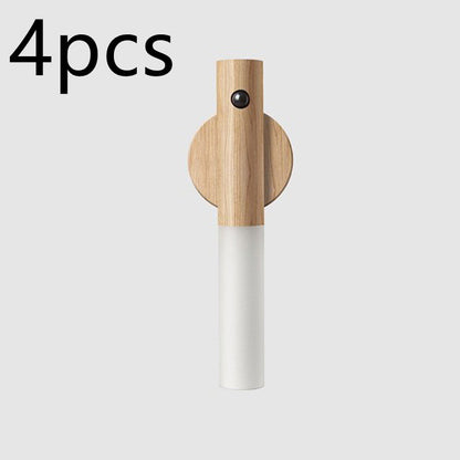 Auto LED USB Magnetic Wood Wireless Night Light – PIR Motion Sensor Wall & Cabinet Lamp