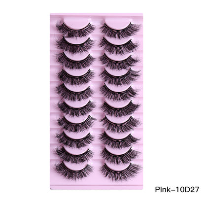 10 Pairs of Natural Thick Curly Eyelashes - Soft & Voluminous