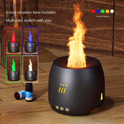 Flame Aroma Diffuser Air Humidifier – Ultrasonic Cool Mist Maker with LED Flame Effect for Essential Oils