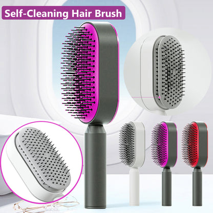 Self-Cleaning Hair Brush for Women - Anti-Static Scalp Massage Comb