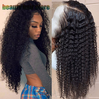 Brazilian Kinky Curly Lace Front Wig – 100% Human Hair, Glueless, Pre-Plucked