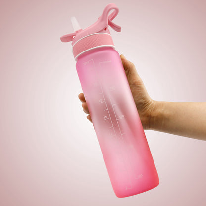 Sports Water Bottle with Bounce Cover & Straw - Space Cup Design