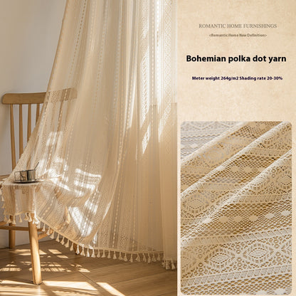 Wood Color Lace Mesh Curtains - Stylish and Elegant Home Decor
