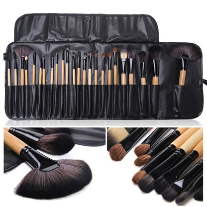 Professional 24-Piece Makeup Brush Set with Travel Bag - Complete Cosmetic Tools