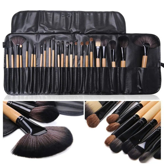 Professional 24-Piece Makeup Brush Set with Travel Bag - Complete Cosmetic Tools
