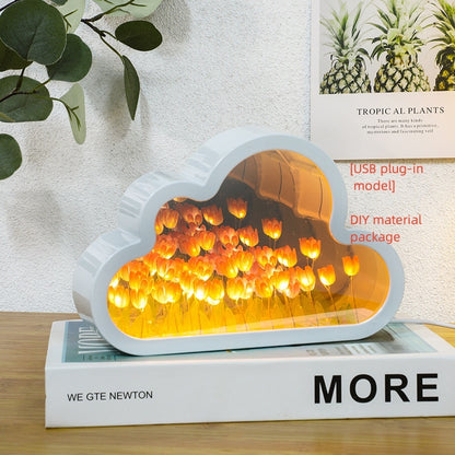 DIY Tulip Mirror Night Lamp – Handmade LED Cloud Flower Light Kit