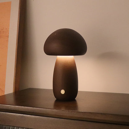 INS Wooden Mushroom LED Night Light – Touch-Controlled Bedside Lamp for Bedroom & Nursery