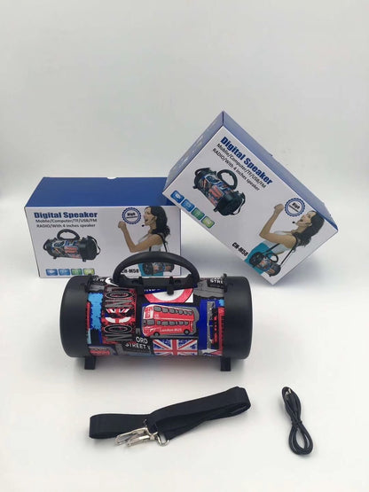 Outdoor Wireless Bluetooth Speaker with Portable Strap & Built-in Microphone