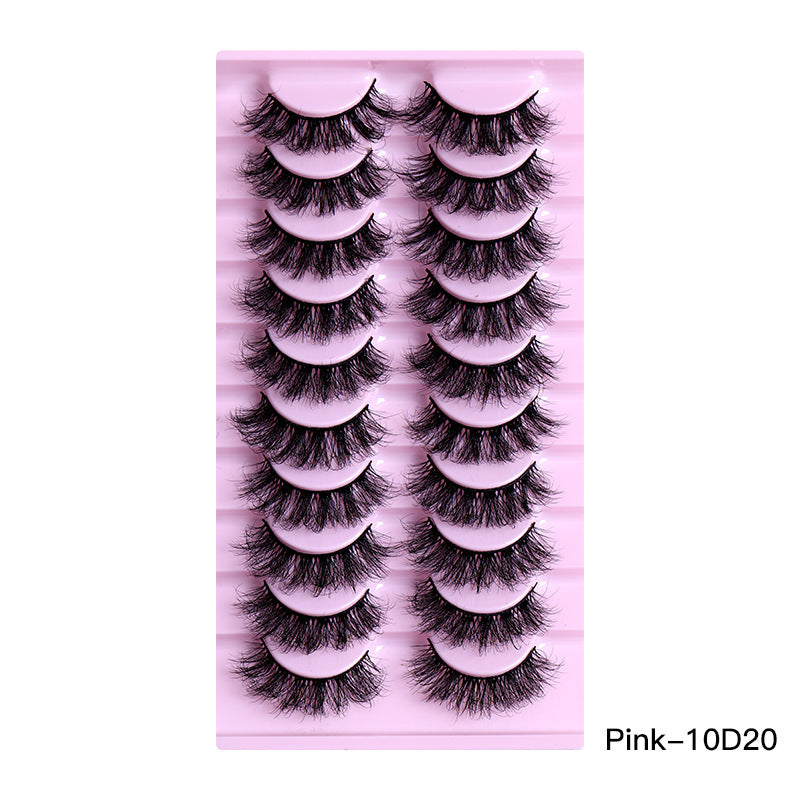 10 Pairs of Natural Thick Curly Eyelashes - Soft & Voluminous