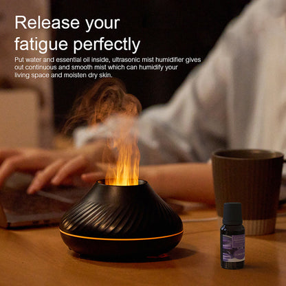RGB Flame Aroma Diffuser – 130ml 3D Colorful Flame Humidifier with Fire Volcano Effect