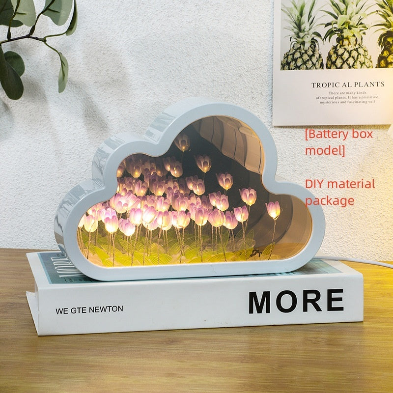 DIY Tulip Mirror Night Lamp – Handmade LED Cloud Flower Light Kit