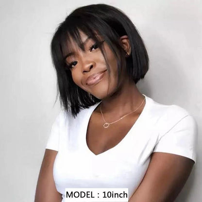 Natural Fluffy African Wig Set - Air Bangs & Voluminous Style