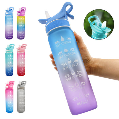 Sports Water Bottle with Bounce Cover & Straw - Space Cup Design
