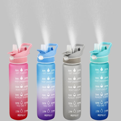Sports Water Bottle with Bounce Cover & Straw - Space Cup Design