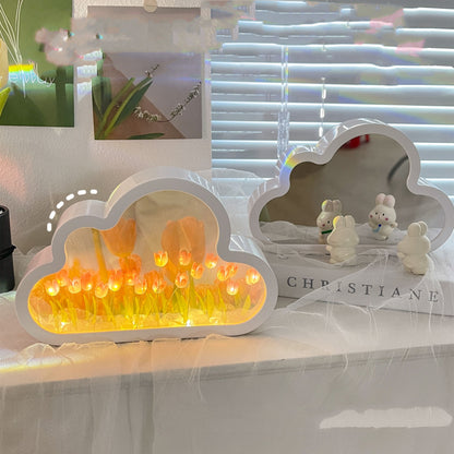 DIY Tulip Mirror Night Lamp – Handmade LED Cloud Flower Light Kit
