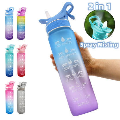 Sports Water Bottle with Bounce Cover & Straw - Space Cup Design
