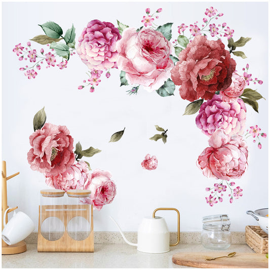 Watercolor Peonies Wall Stickers – Elegant Floral Home Decor