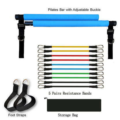 Portable Pilates Bar Kit with Resistance Bands – Full-Body Home Gym Equipment for Strength Training & Flexibility