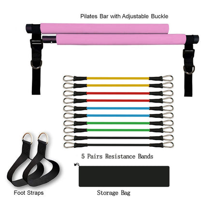 Portable Pilates Bar Kit with Resistance Bands – Full-Body Home Gym Equipment for Strength Training & Flexibility