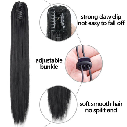 "Fashion Ponytail Claw Clip - Long Straight Fluffy Hair