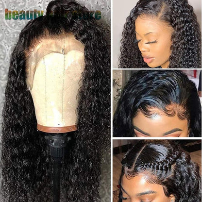 Brazilian Kinky Curly Lace Front Wig – 100% Human Hair, Glueless, Pre-Plucked
