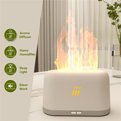 Flame Aroma Diffuser Air Humidifier – Ultrasonic Cool Mist Maker with LED Flame Effect for Essential Oils
