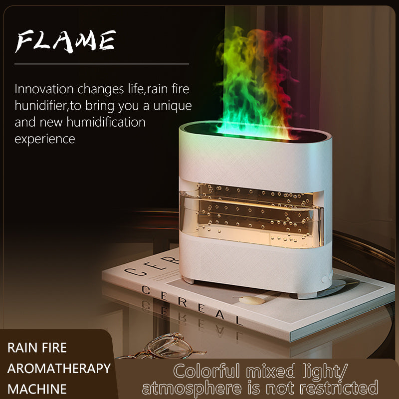 Rain Cloud Fire Humidifier – 2024 Water Drip Aroma Diffuser with Simulated Flame Effect