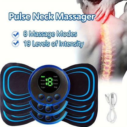 Smart Mini Electric Neck Massager Rechargeable EMS Portable Massage Patch Adjustable Multi-Speed Neck Shoulder Massager