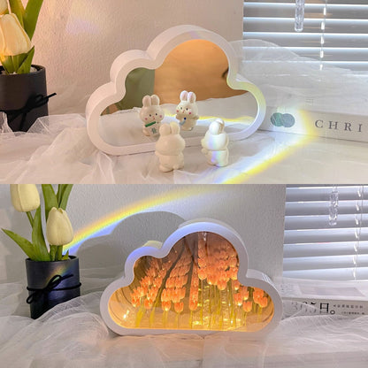 DIY Tulip Mirror Night Lamp – Handmade LED Cloud Flower Light Kit