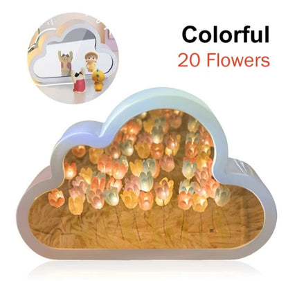 DIY Tulip Mirror Night Lamp – Handmade LED Cloud Flower Light Kit