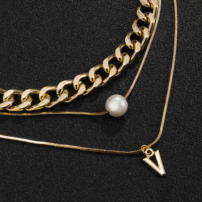 Modern Men's Pearl Triangle Necklace