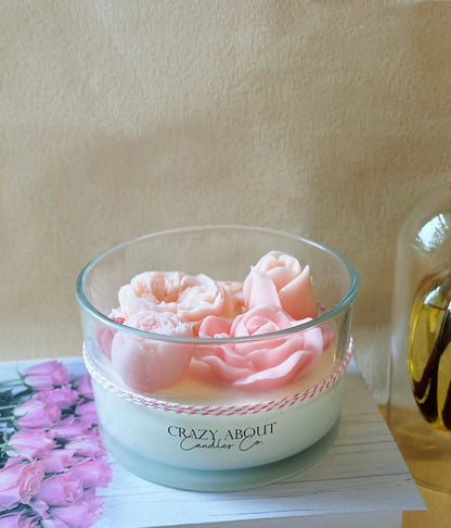 Elegant Rose Scented Jar Candle • 16 oz
