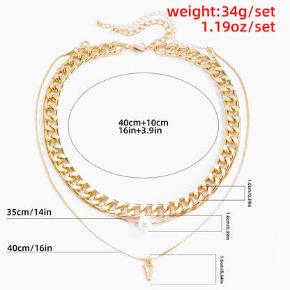 Modern Men's Pearl Triangle Necklace